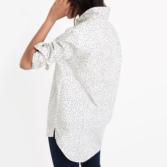 MADEWELL White and Black Polka Dot Scatter Ex-Boyfriend Oversized Button Down - Picture 2 of 12